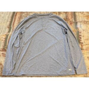 Vuori Mens Long Sleeve Henley T-Shirt Gray Ease Performance Stretch Modern L